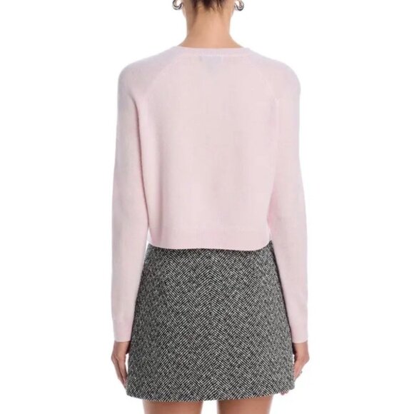 Aqua 100% Cashmere Crewneck Cardigan Cotton Candy Light Pink XS New With Tags - Picture 14 of 15